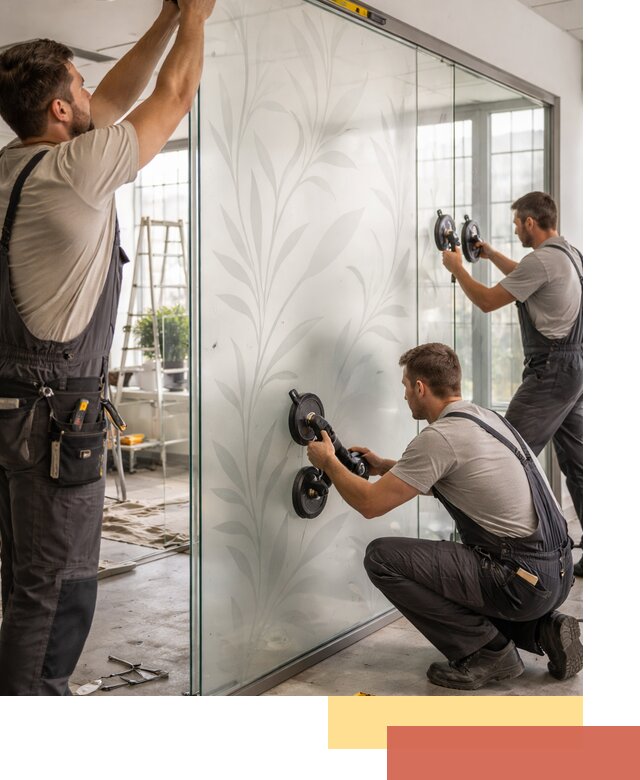 Стеклянные перегородки с рисунком на заказ в Усинске