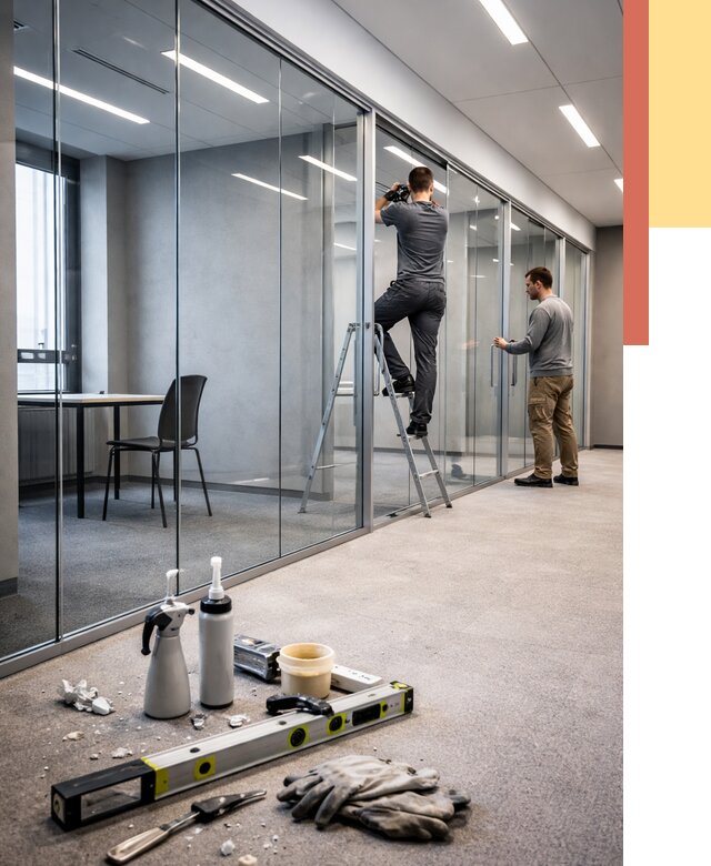 Стеклянные офисные перегородки в Усинске от 8702 руб. — монтаж и установка | ОТДЕЛОЧНИК-Снс