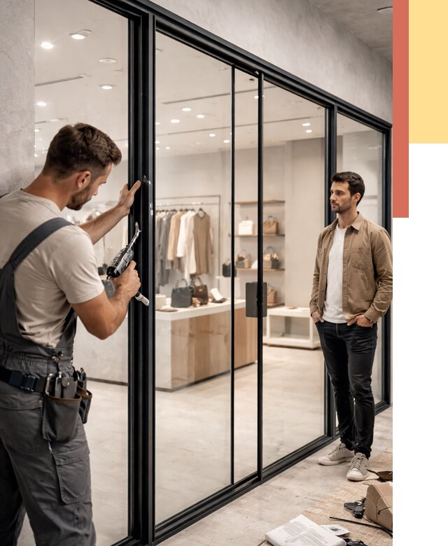 Стеклянные перегородки для магазинов в Усинске от 8395 руб. под ключ | ОТДЕЛОЧНИК-Снс