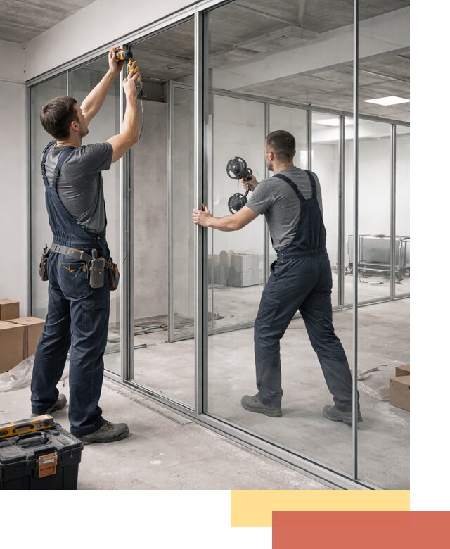 Алюминиевые перегородки со стеклом в Усинске — изготовление и монтаж