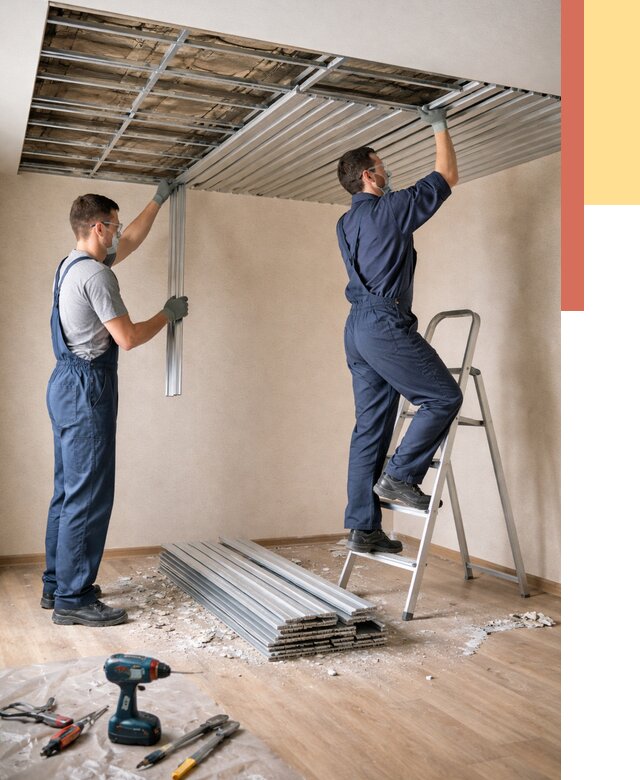 Демонтаж реечного потолка в Усинске от 4607 руб. быстро и недорого | ОТДЕЛОЧНИК-Снс