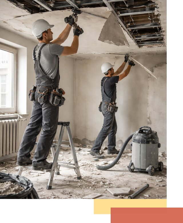 Демонтаж гипсокартонного потолка в Усинске быстро и аккуратно