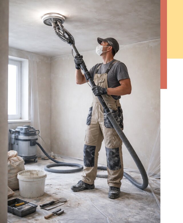 Шлифовка потолка в Усинске от 3583 руб. — услуги шлифования потолка | ОТДЕЛОЧНИК-Снс