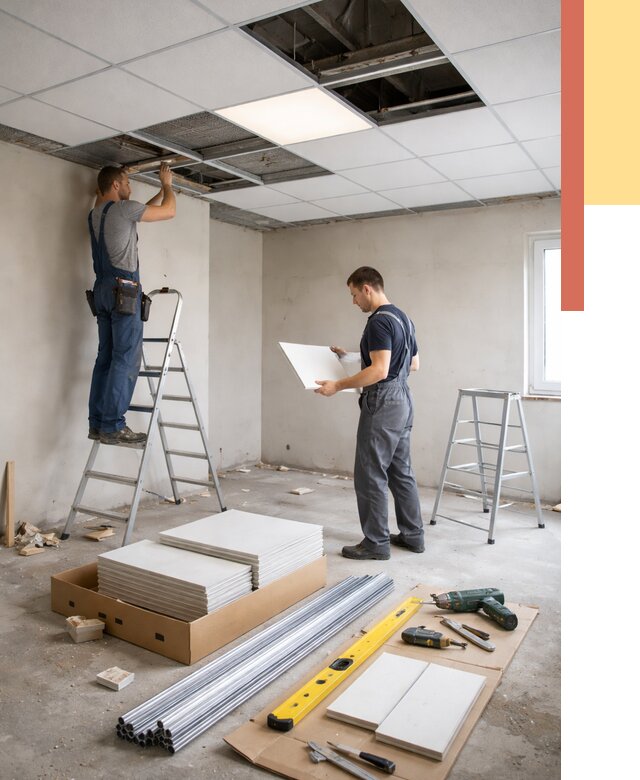 Монтаж потолка армстронг в Усинске от 4607 руб/м2 — быстрая установка под ключ | ОТДЕЛОЧНИК-Снс