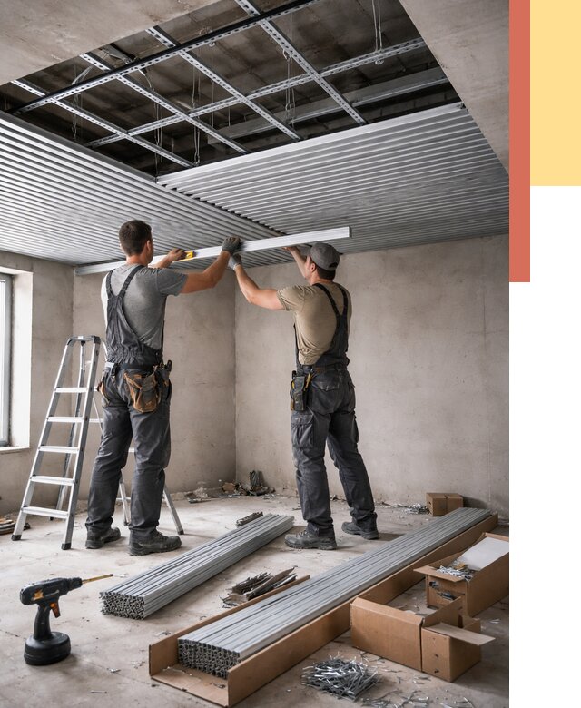 Монтаж реечного потолка в Усинске от 4607 руб. под ключ | ОТДЕЛОЧНИК-Снс