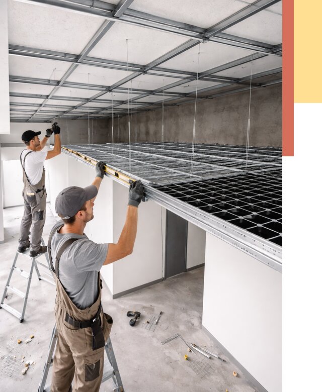 Монтаж потолка грильято в Усинске от 461 руб./м² — быстрая сборка под ключ | ОТДЕЛОЧНИК-Снс