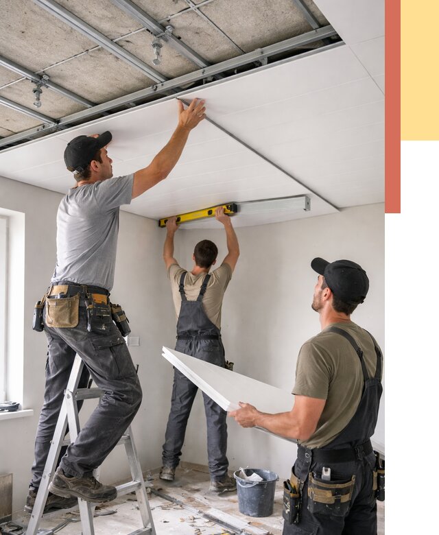 Монтаж потолка из ПВХ панелей в Усинске от 3583 руб./м2 — быстро и недорого | ОТДЕЛОЧНИК-Снс