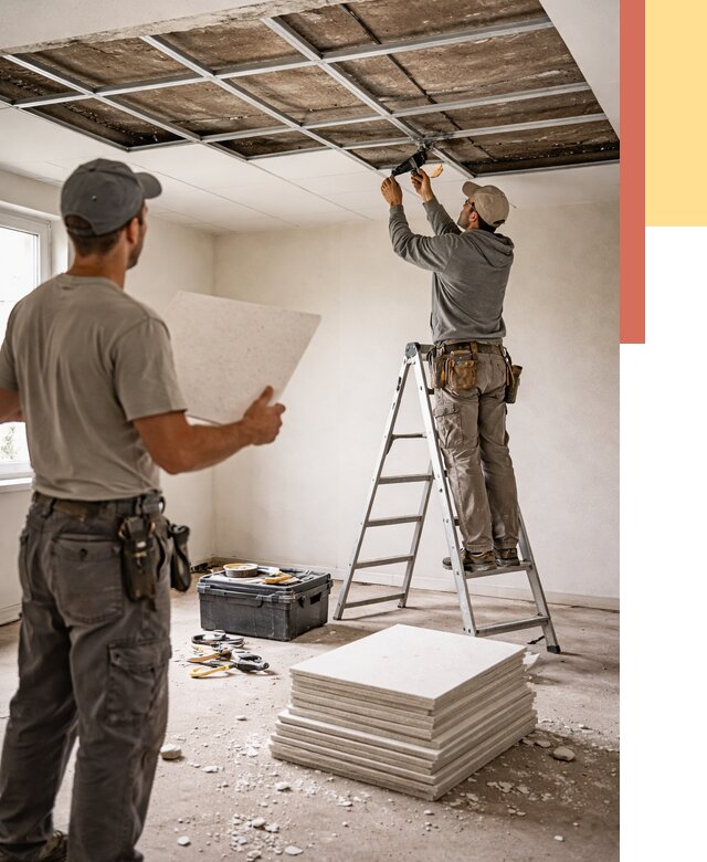 Замена плит подвесного потолка в Усинске от 1792 руб. быстро и недорого | ОТДЕЛОЧНИК-Снс