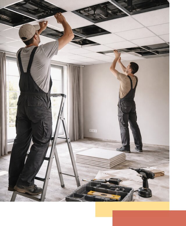 Замена плит подвесного потолка в Усинске быстро и качественно