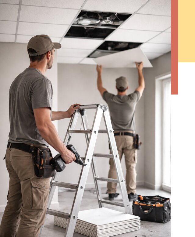 Обслуживание подвесного потолка в Усинске от 3583 руб. — быстро и недорого | ОТДЕЛОЧНИК-Снс