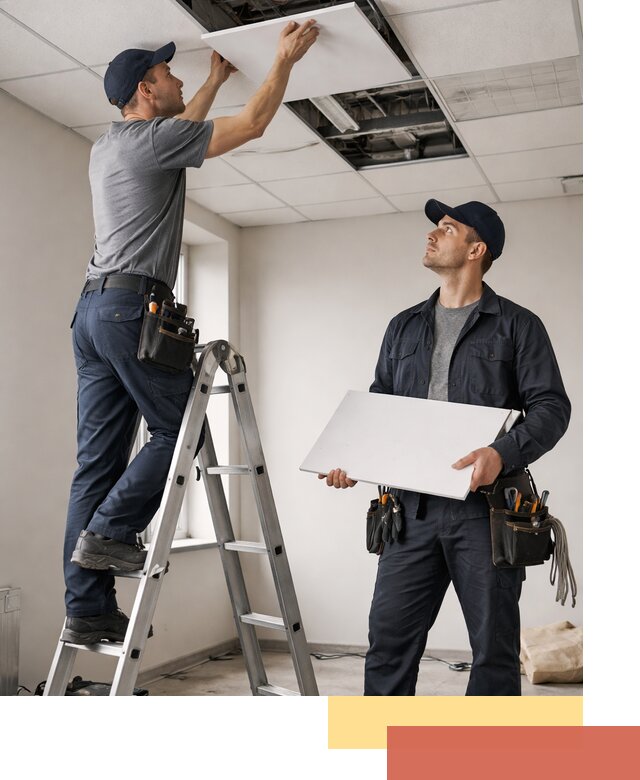 Обслуживание подвесного потолка в Усинске — ремонт и чистка