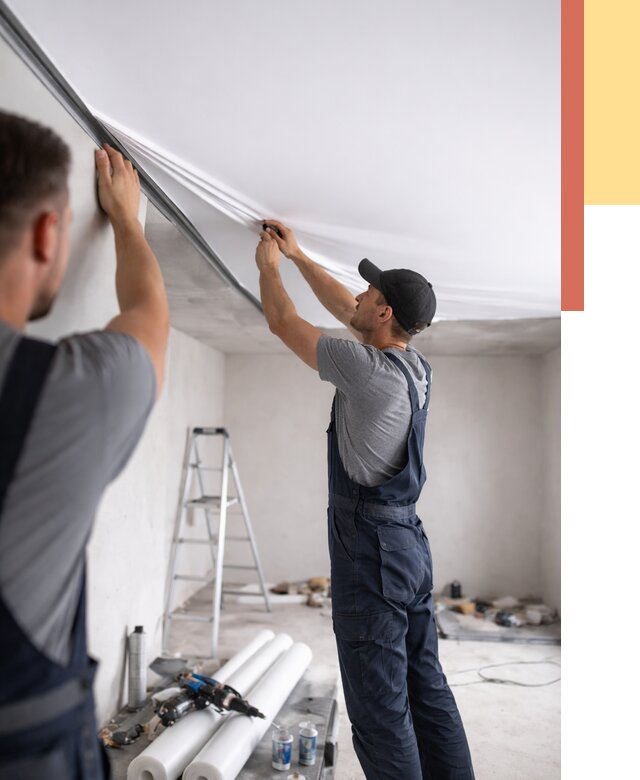 Монтаж матового натяжного потолка в Усинске от 4607 руб./м² — быстро и недорого | ОТДЕЛОЧНИК-Снс