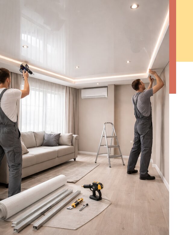 Монтаж глянцевого натяжного потолка в Усинске от 768 руб. под ключ | ОТДЕЛОЧНИК-Снс