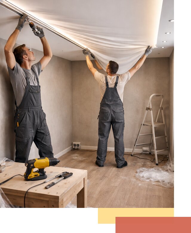 Монтаж натяжного потолка с подсветкой в Усинске цена и сроки