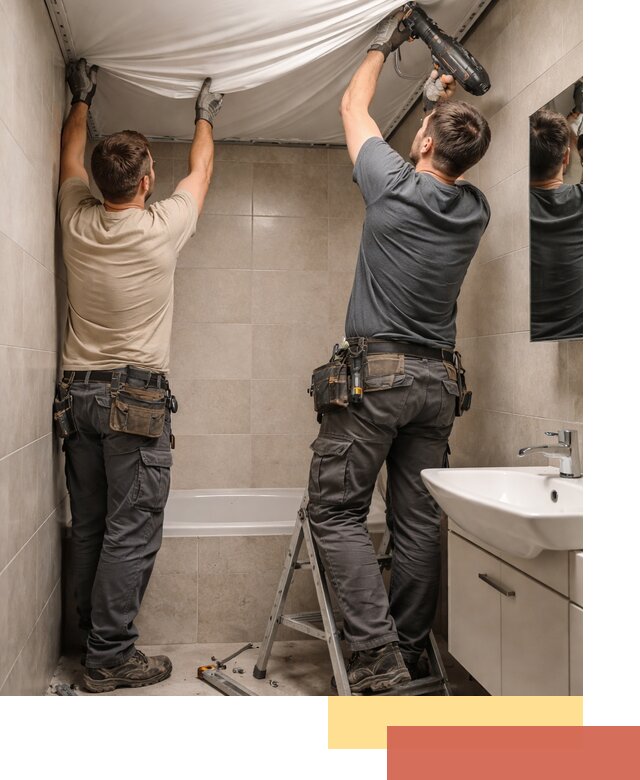 Монтаж натяжного потолка в ванной в Усинске быстро и качественно