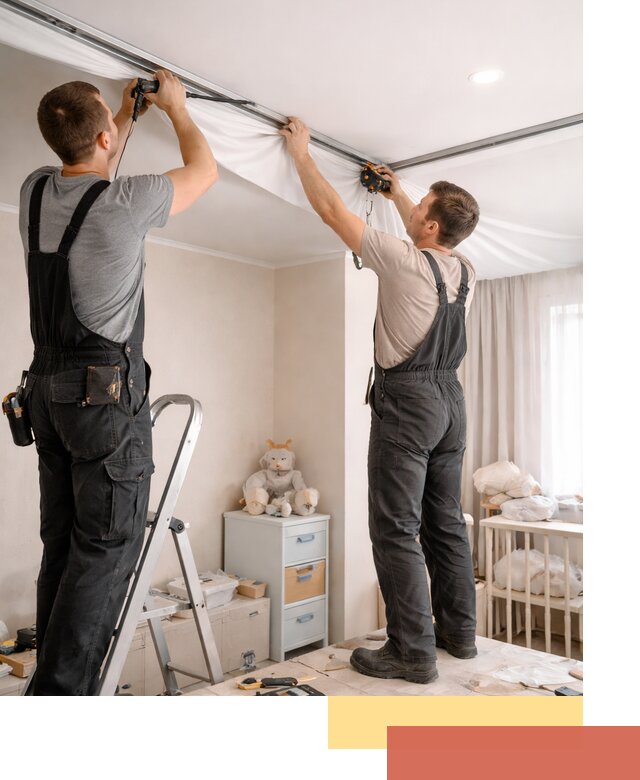 Монтаж натяжного потолка в детской комнате в Усинске