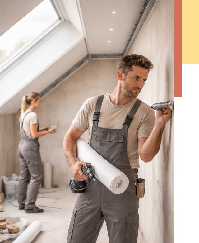 Монтаж натяжного потолка на мансарде в Усинске от 3583 руб. | ОТДЕЛОЧНИК-Снс