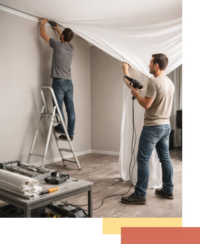 Монтаж натяжного потолка в студии в Усинске