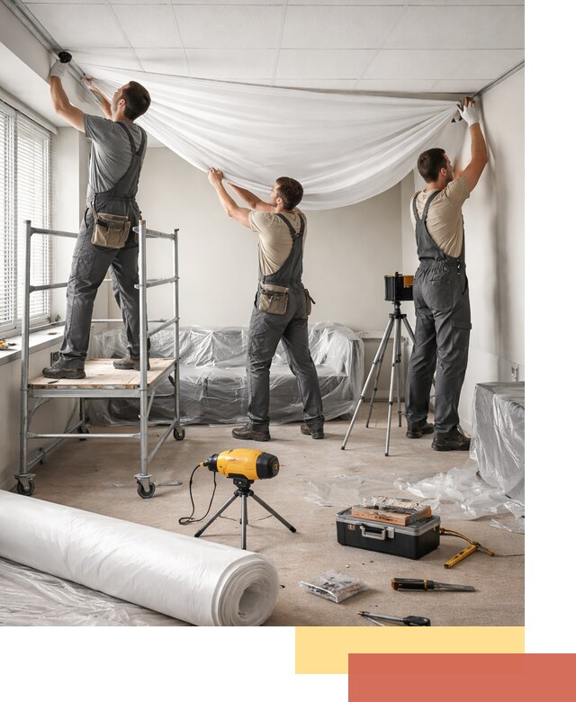 Монтаж натяжного потолка в офисе в Усинске