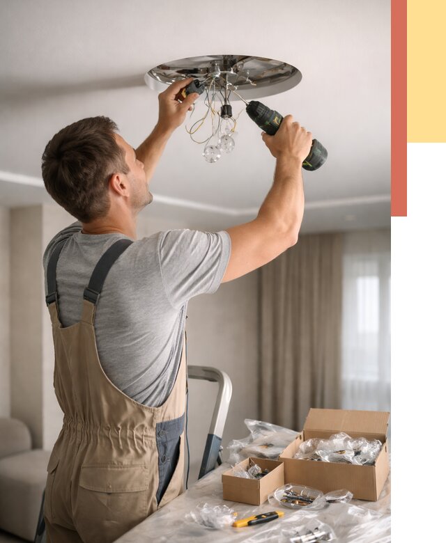 Установка люстры в натяжной потолок в Усинске от 1229 руб. | Быстро и недорого — ОТДЕЛОЧНИК-Снс