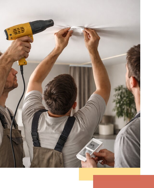 Ремонт прокола полотна натяжного потолка в Усинске