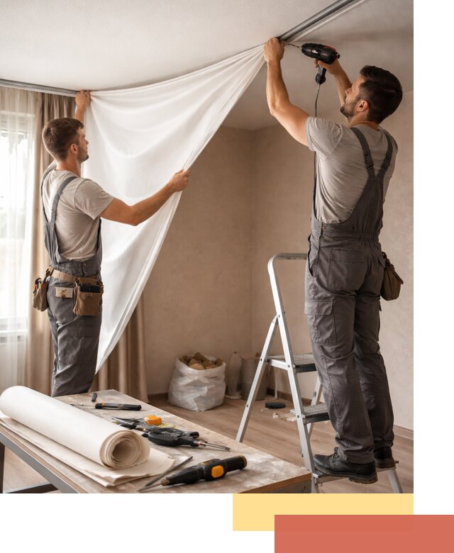 Замена полотна натяжного потолка в Усинске быстро и качественно