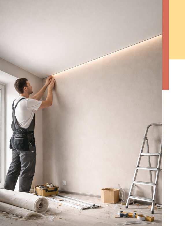 Теневые натяжные потолки в Усинске от 8395 руб. под ключ | ОТДЕЛОЧНИК-Снс