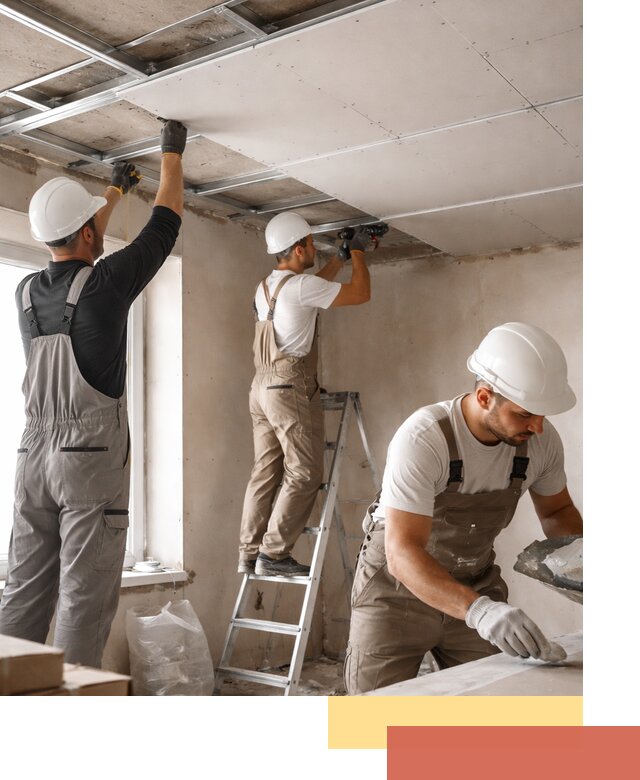 Одноуровневый потолок из гипсокартона в Усинске — монтаж и отделка