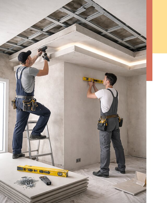 Двухуровневый потолок из гипсокартона в Усинске от 1485 руб. под ключ | ОТДЕЛОЧНИК-Снс