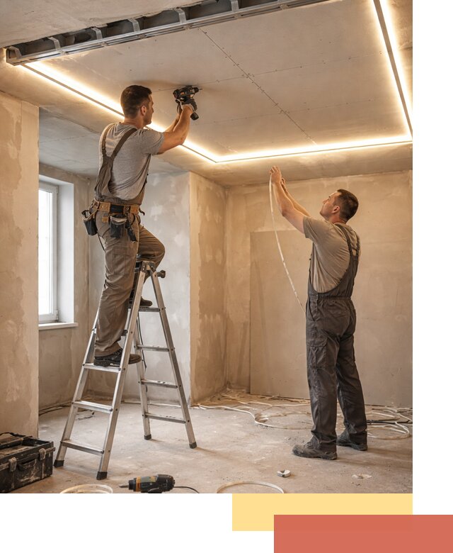 Потолок из гипсокартона с подсветкой в Усинске