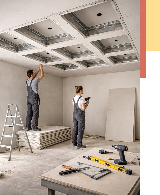 Кессонный потолок из гипсокартона в Усинске от 1894 руб. — монтаж и под ключ | ОТДЕЛОЧНИК-Снс