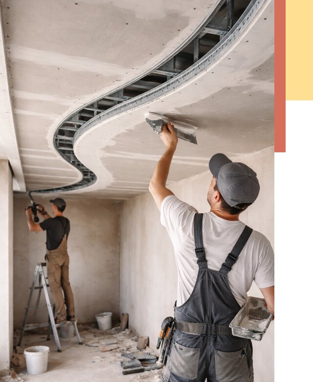 Криволинейный потолок из гипсокартона в Усинске от 2150 руб./м2 | ОТДЕЛОЧНИК-Снс