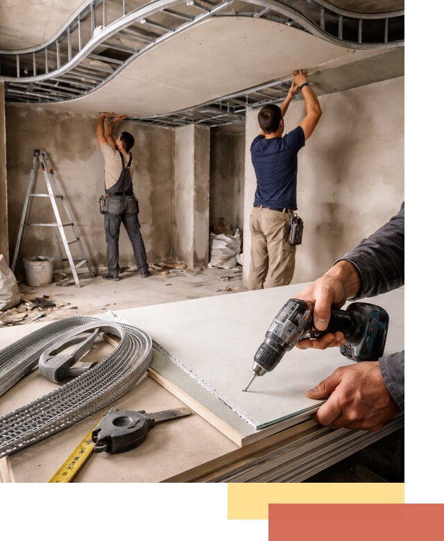 Криволинейный потолок из гипсокартона в Усинске — монтаж и отделка