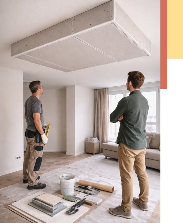 Короб на потолке из гипсокартона в Усинске от 2252 руб. — монтаж и услуги под ключ | ОТДЕЛОЧНИК-Снс