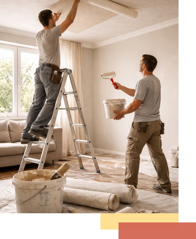 Поклейка обоев на потолок в Усинске — качественно и быстро