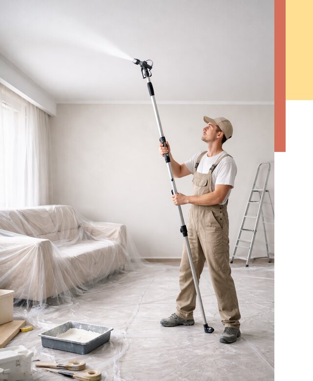 Покраска потолка краскопультом в Усинске от 4607 руб. быстро и недорого | ОТДЕЛОЧНИК-Снс