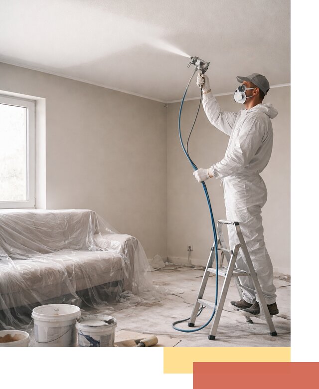 Покраска потолка краскопультом в Усинске быстро и качественно