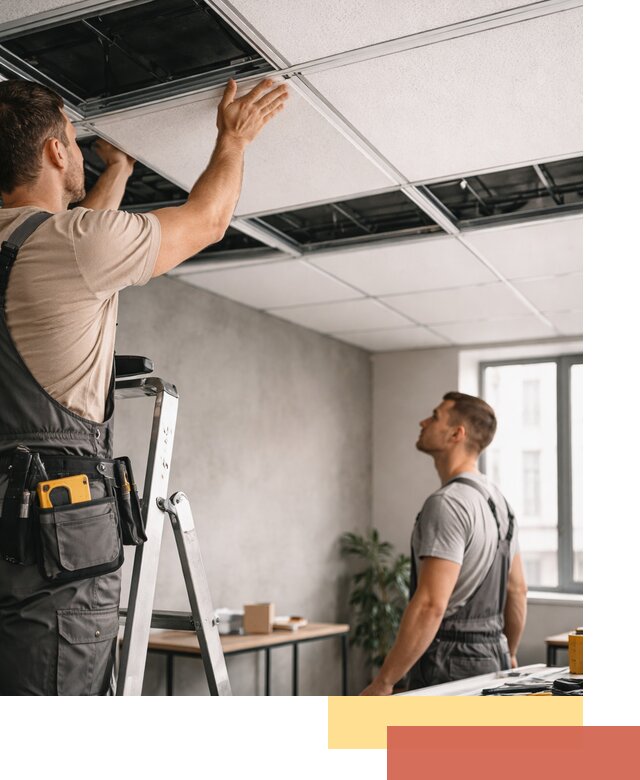 Монтаж потолочной плитки в Усинске качественно и в срок