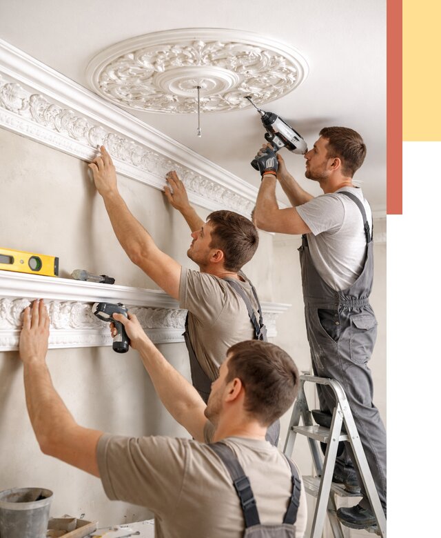 Монтаж лепнины на потолок в Усинске от 3276 руб. быстро и недорого | ОТДЕЛОЧНИК-Снс